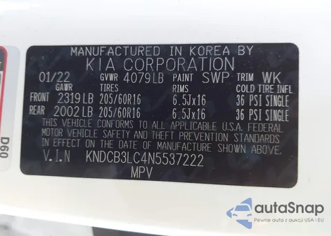 2022 Kia Niro Lx из США, поврежденный, VIN KNDCB3LC4N5537222